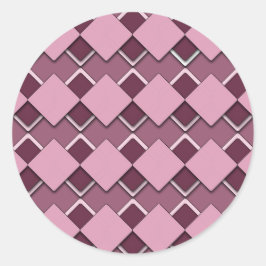 Passion Rosa Square och Diamond Checkated Mönster Runt Klistermärke