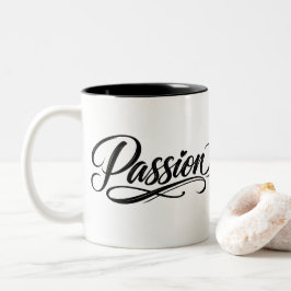 Passion Script | Elegant Minimalist Typography Två-Tonad Mugg
