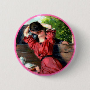 Passionate Älskare Kiss Vintage Valentine Button Knapp