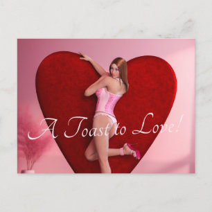 Passionate Valentines Day Girl i en Corset Vykort