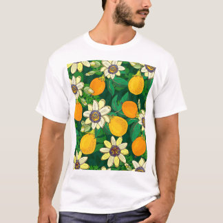 Passionblomma Bloom: Svart Vintage i bakgrunden. T Shirt