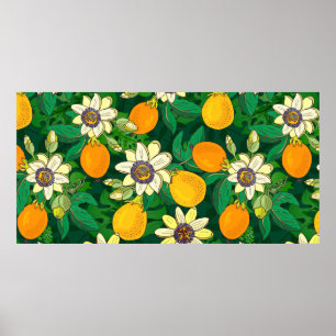 Passionblomma (passiflora, passionsfrukt) på bla poster