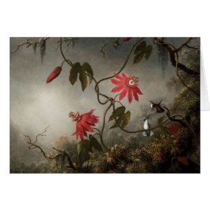 Passionblommor och Hummingbirds Hälsningskort