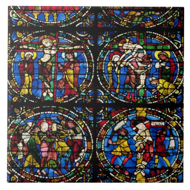 Passionen, lancetfönster i den västra facaden, 12t kakelplatta (Framsidan)