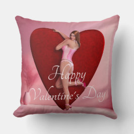 Passionera Valentindagen Girl i en Corset Kudde