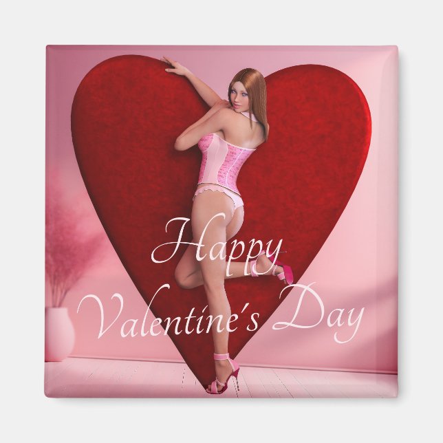 Passionera Valentindagen Girl i en Corset Magnet (Framsidan)