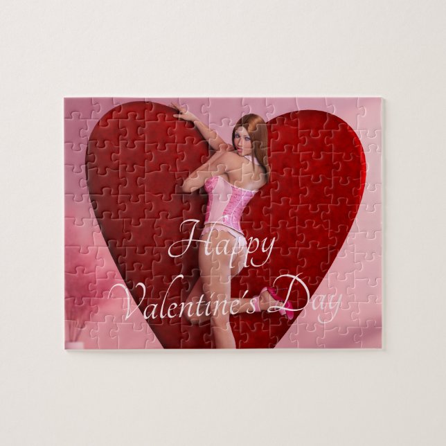 Passionera Valentindagen Girl i en Corset Pussel (Horisontell)