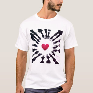 Passionerad enhet: 🫳 svart röd ♥️ design" t shirt