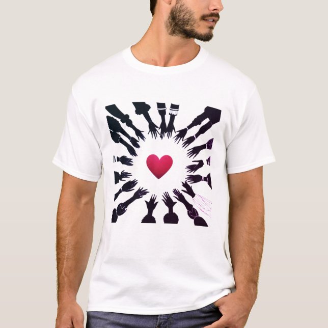 Passionerad enhet: 🫳 svart röd ♥️ design" t shirt (Framsida)