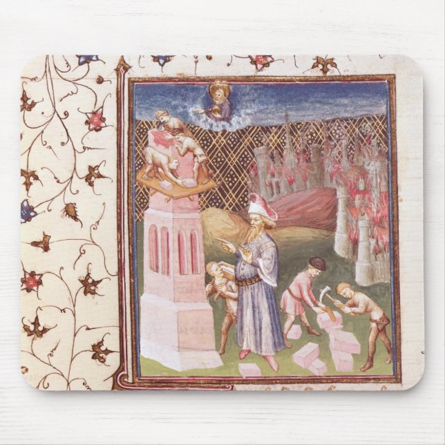 Passionerad jägare som har uppsikt över byggnaden musmatta (Framsidan)