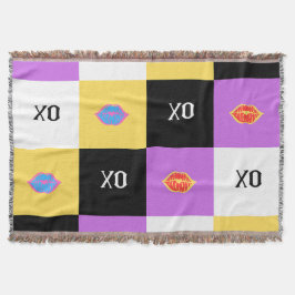 Passionerad Läppar & XO Mönster Filt