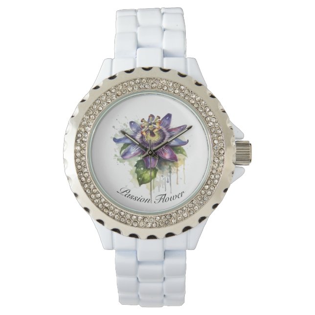 Passionerad Lila Passion Flower Armbandsur (Framsida)