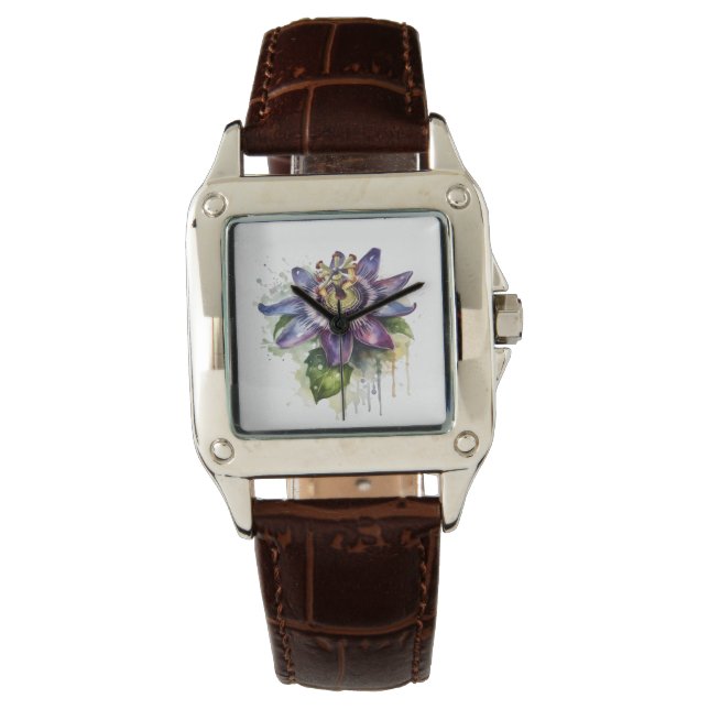 Passionerad Lila Passion Flower Armbandsur (Framsida)