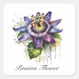 Passionerad Lila Passion Flower Fyrkantigt Klistermärke