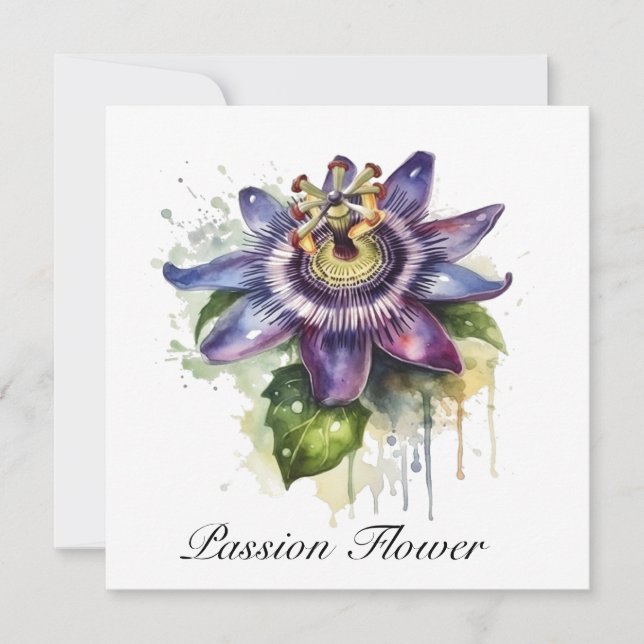 Passionerad Lila Passion Flower Inbjudningar (Framsida)