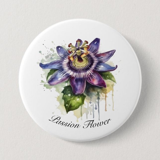 Passionerad Lila Passion Flower Knapp (Framsida)