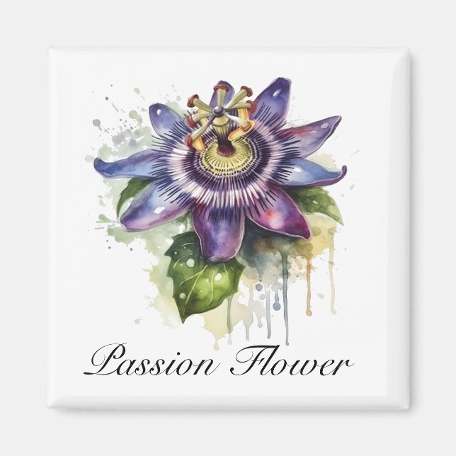 Passionerad Lila Passion Flower Magnet (Framsidan)