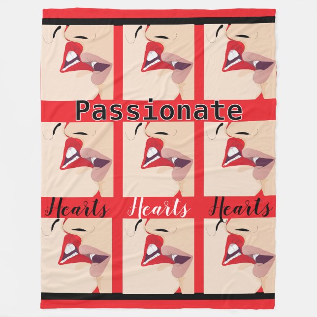 Passionerade hjärtan fleecefilt (Framsidan)