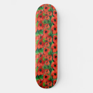 Passionerade röda vallmor och gröna blad Abstrakta Mini Skateboard Bräda 18,5 Cm