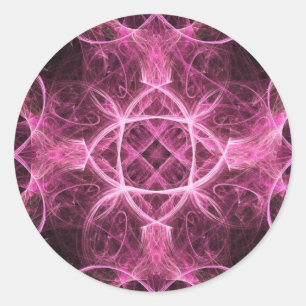 Passionerade Rosa Fractal Stickers Runt Klistermärke