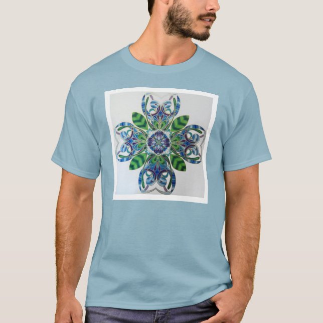 "Passionflowervapensköld" Mandala av Aaron Brader Tee Shirt (Framsida)