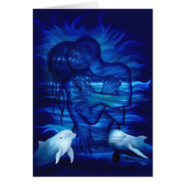 Passionsåtgärd - par med delfinpar hälsningskort (Framsidan)