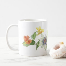 Passionsblomma, Nasturtium och Morgonglorier Kaffemugg