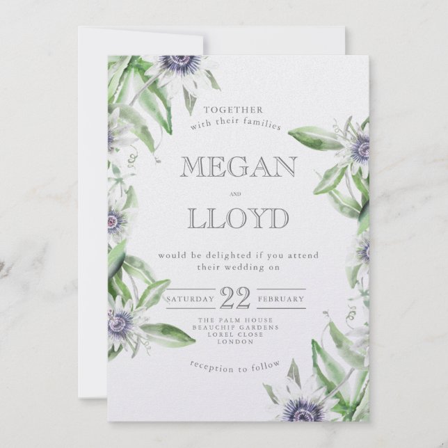 Passionsblomman, ömtålig sommar inbjudan, julkort (Framsida)