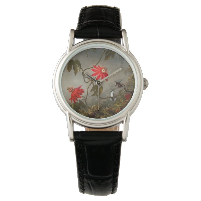 Passionsblommor med Hummingbird Heade Armbandsur (Framsida)