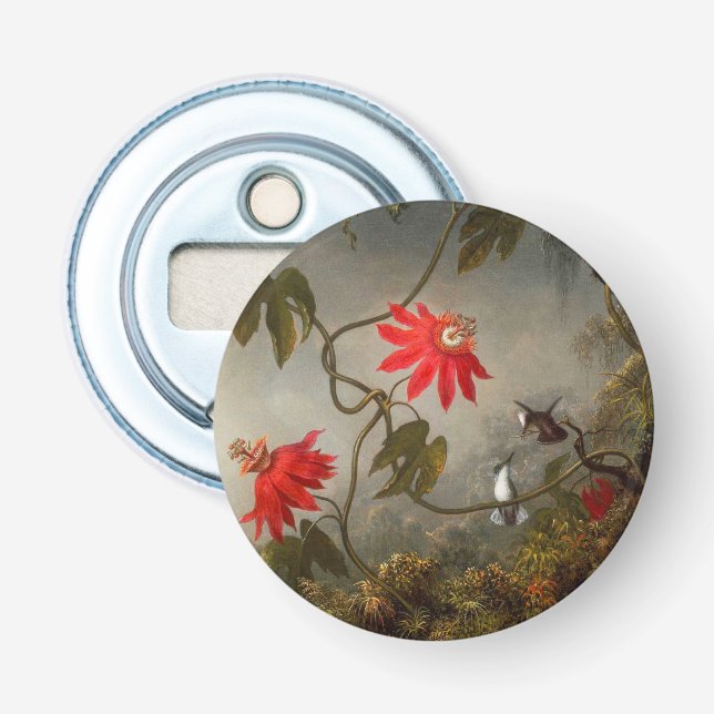Passionsblommor med Hummingbird Heade Flasköppnare (Framsidan)