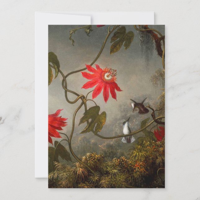 Passionsblommor med Hummingbird Heade Inbjudningar (Framsida)