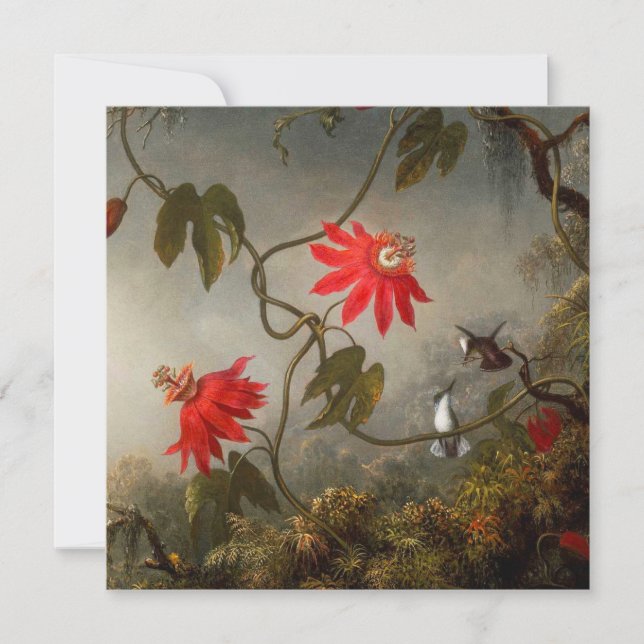 Passionsblommor med Hummingbird Heade Inbjudningar (Framsida)