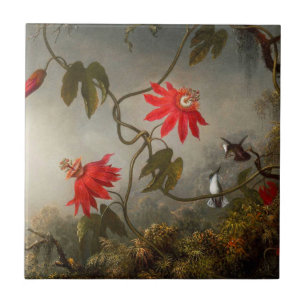 Passionsblommor med Hummingbird Heade Kakelplatta