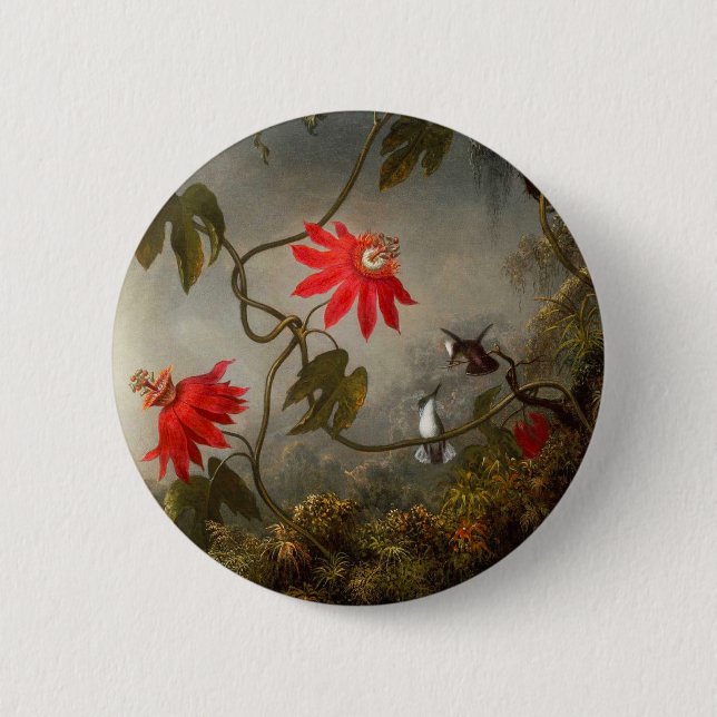 Passionsblommor med Hummingbird Heade Knapp (Framsida)