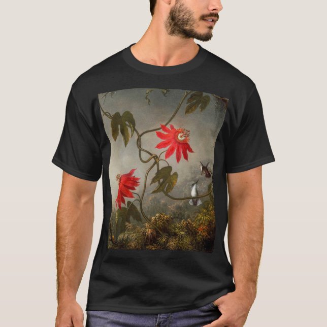 Passionsblommor med Hummingbird Heade T Shirt (Framsida)
