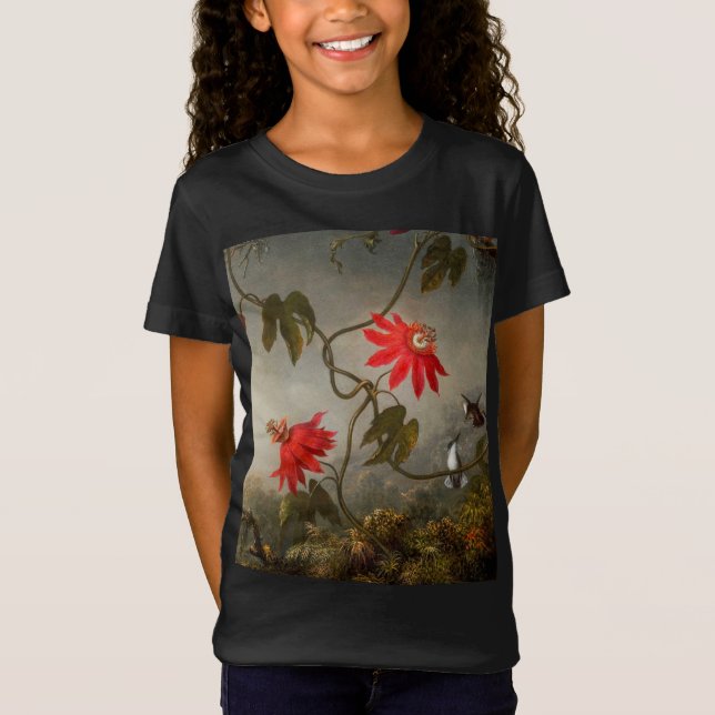 Passionsblommor med Hummingbird Heade T Shirt (Framsida)