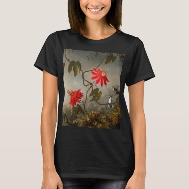 Passionsblommor med Hummingbird Heade T Shirt (Framsida)