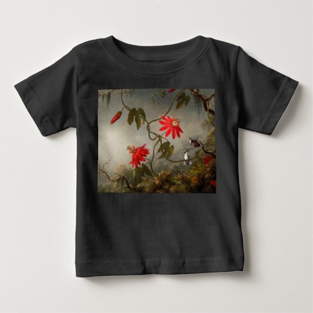 Passionsblommor med Hummingbird Heade T Shirt (Framsida)