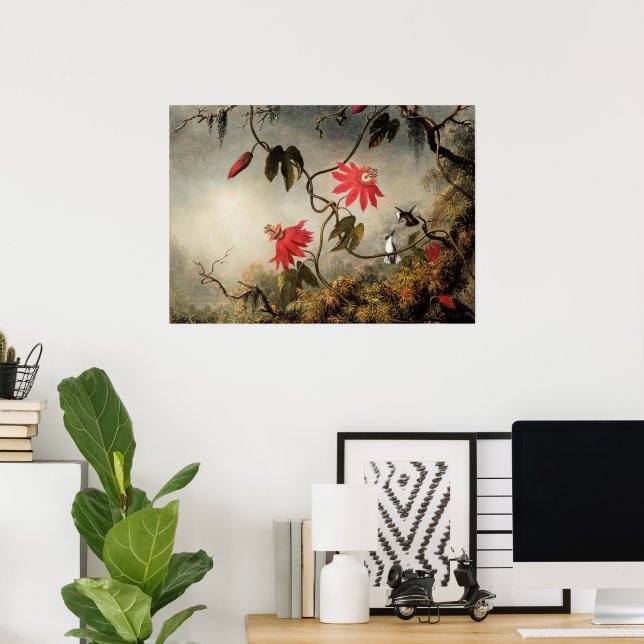 Passionsblommor med kolibrier poster (Hemmakontoret)