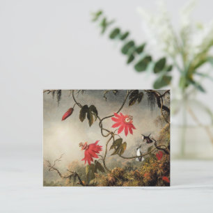 Passionsblommor med kolibrier vykort