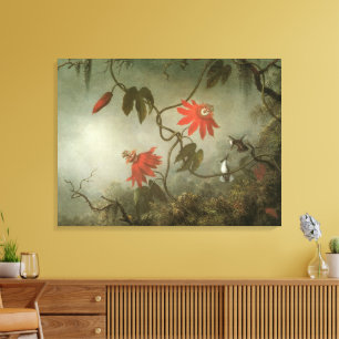 Passionsblommor och kolibrier av Martin J Heade Canvastryck