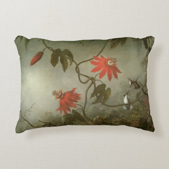 Passionsblommor och kolibrier av Martin J Heade Prydnadskudde (Framsidan)