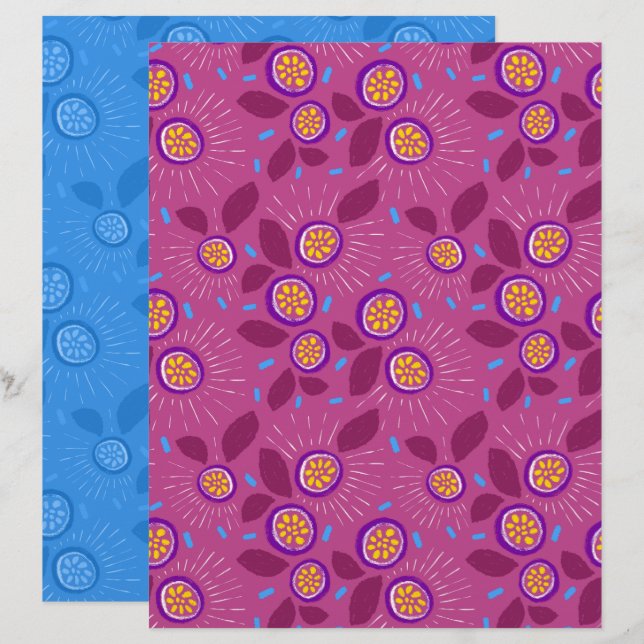 Passionsfrukt Scrapbookpapper (Fram/baksida)