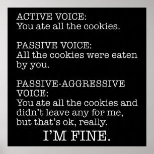 Passiv Aggressive Voice Funny Sarkastic Quote Poster