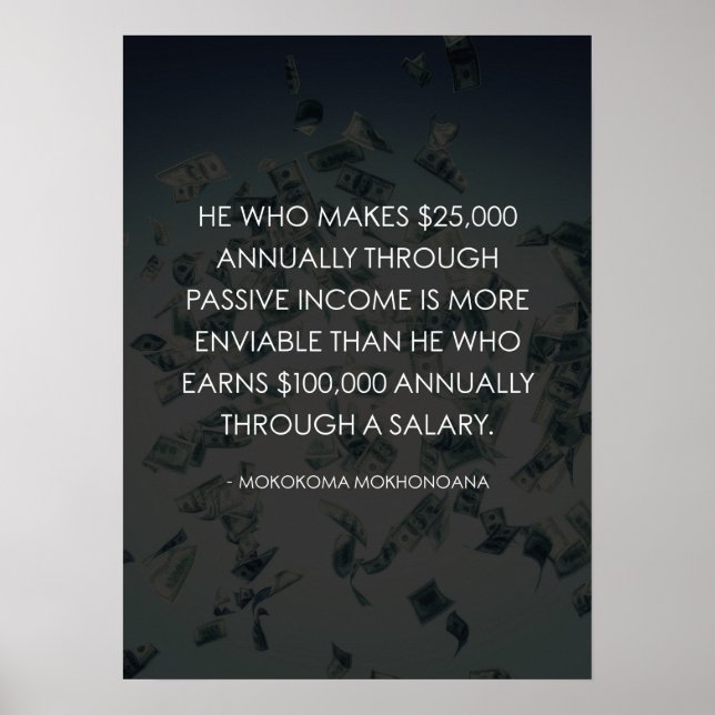 Passiv inkomst kontra lön - Framgång och nyck Poster (Framsidan)