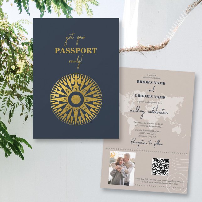 Passkompass för destinationsbröllop Bröllop Inbjudningar (Destination Wedding Passport Compass Wedding Invitation)