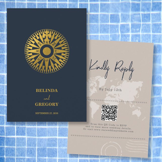 Passkompass för destinationsbröllop Bröllop Tilläggskort (Destination Wedding Passport Compass Wedding Enclosure Card)