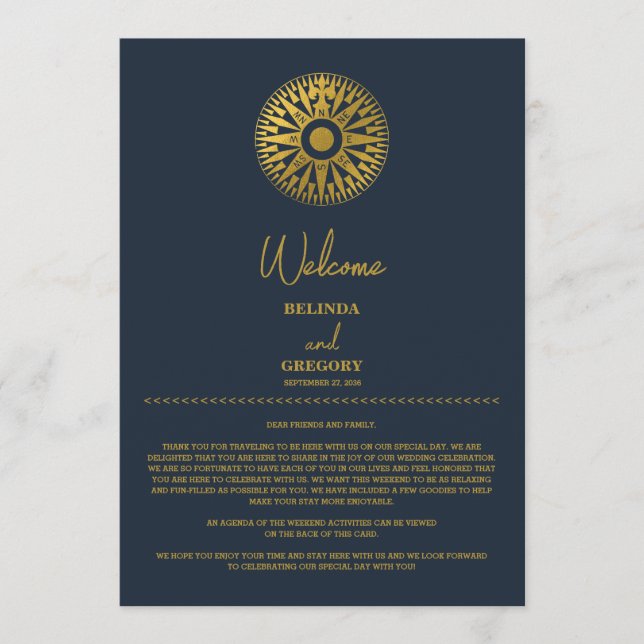 Passkompass för destinationsbröllop på kontinental program (Framsida)