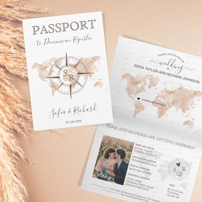 Passkompass för destinationsbröllopsmappning inbjudan (Skapare uppladdad)