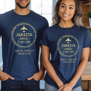 Passkontorstämpel Jamaica Familjesemester Blå T Shirt